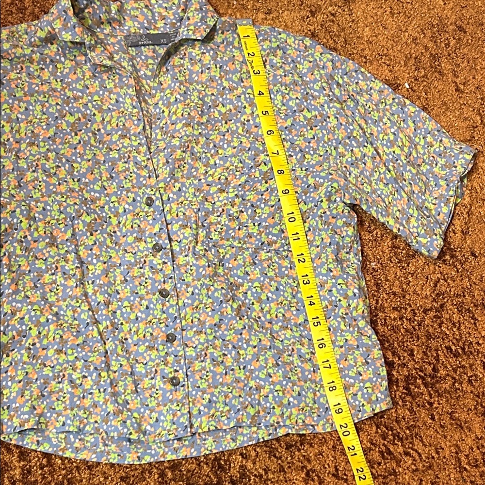 Prana Blue Floral Button-Up Blouse - Picture 2 of 6